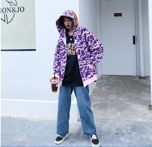Sudadera Con Capucha Con Diseño De Camuflaje, Cabeza Tiburón