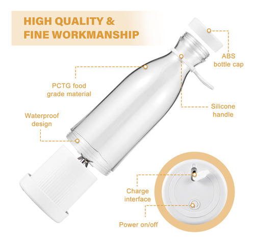 Mini Licuadora Eléctrica Portátil, Exprimidor De 300 Ml, 6 C