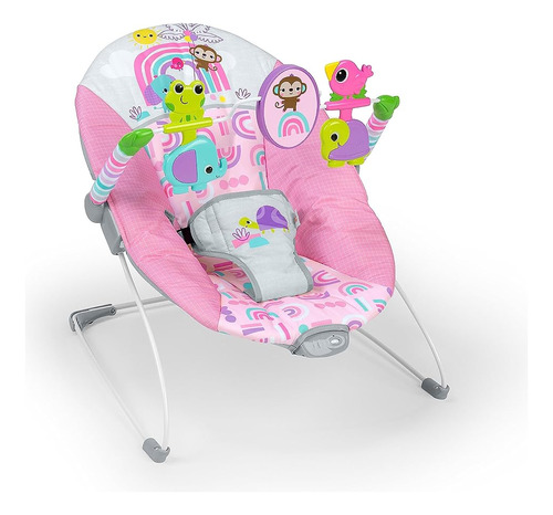 ~? Bright Starts Pink Paradise Portable Baby Bouncer Con Asi