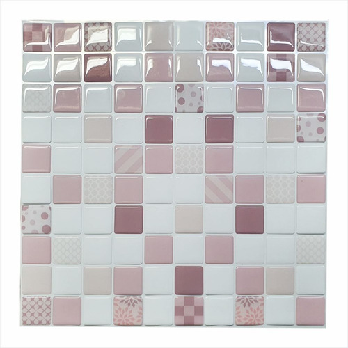 Pastilha Adesiva Resinada Kipastilha Cod A237 Cor Rosa, Branco