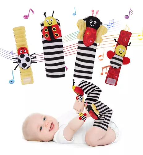 Calcetines y sonajeros para pies, juguetes para bebés, juguetes para bebés,  calcetines de juguete y sonajeros de muñeca, esenciales para bebés, sonajero  de animales suaves, juguetes para bebés de 6 a 12