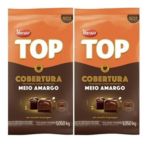 Imagem 1 de 1 de 2 Chocolates Top Harald Gotas Meio Amargo Cobertura  1,050kg