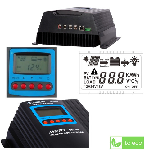 Regulador Voltaje Solar Mppt Max 60a 12v 24v 48v Tension