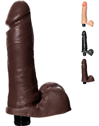 Pênis Prótese Realístico Cyberskin Com Vibrador Thor 18x5cm Cor Marrom