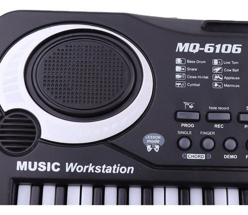 Teclado De Piano Digital Con Micrófono Instrumentos 61teclas Color Negro
