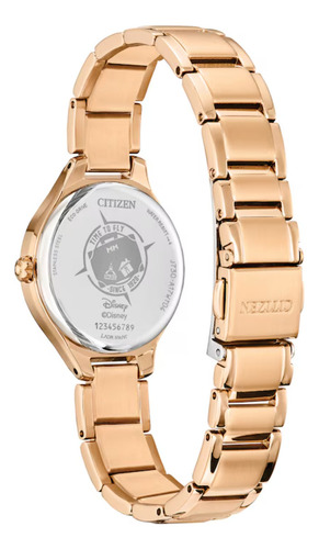 Citizen Mickey & Minnie Take Paris Fe2103-52d Correa Oro Bisel Oro Fondo Blanco azulado