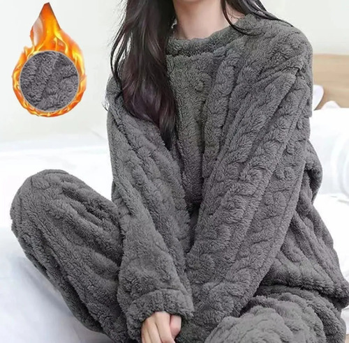 Conjunto Pijama Mujer Pijama Forro Polar + Pantuflas +