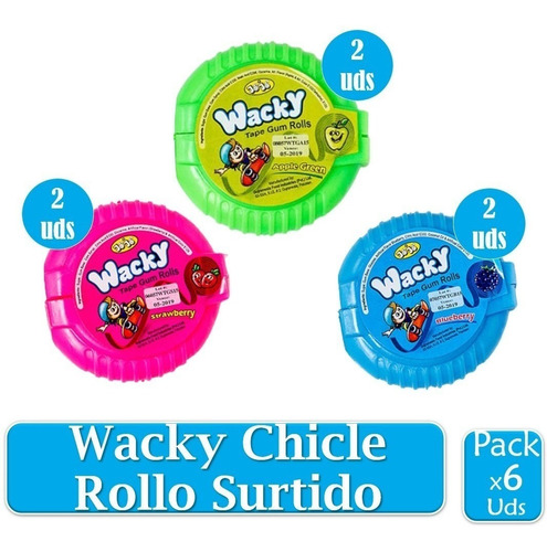 Wacky Chicle Rollo Surtido X 6 Uds - Unidad a $5483