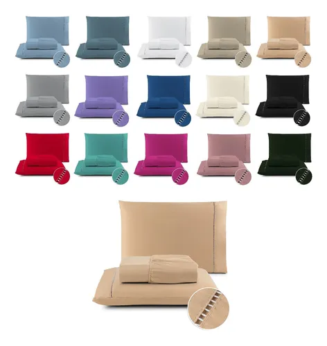 Jogo De Lençol 400 Fios Ponto Palito Cama Queen Saldão