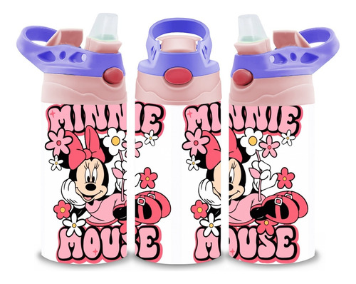 Termo Infantil Minnie Mouse Disney Acero Inoxidable Mickey Morado