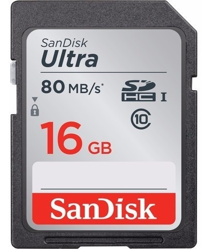 Cartão Sandisk 16gb/80mbs Ultra Uhs-i Sdhc Memory Card