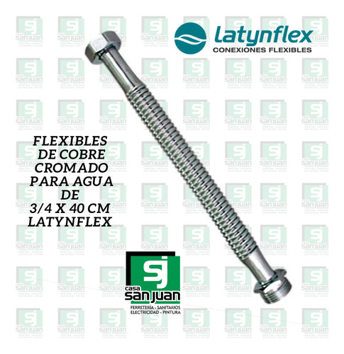 Flexible Para Agua De Cobre Cromado 3/4 X 40 Cm Latynflex