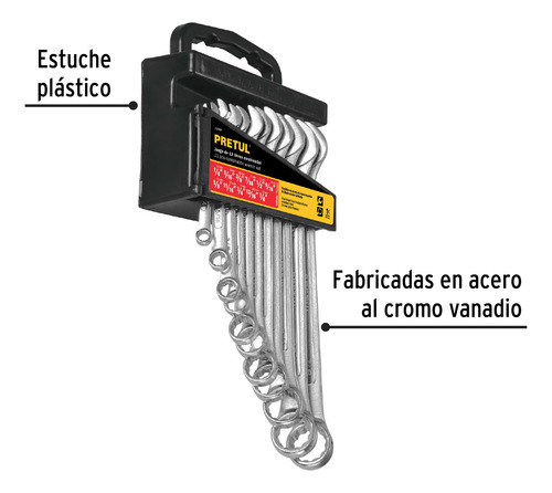 Juego De 11 Llaves Combinadas Std Pretul 21990