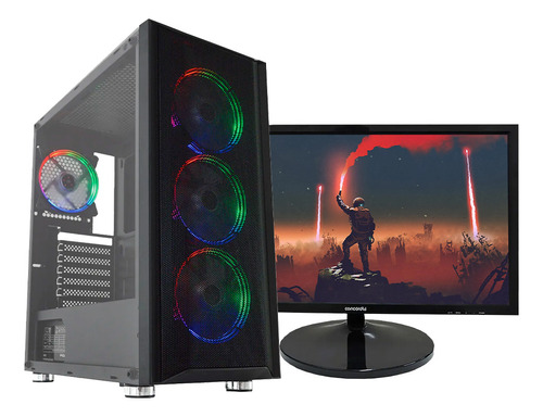 Pc Gamer Top+monitor 21.5 Ryzen 5 8gb Hd1tb Rx550 4gb Wifi