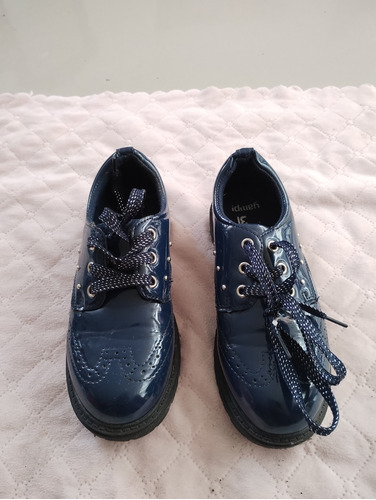Zapatos De Charol Color Azul Oscuro Tipo Oxford Para Niña