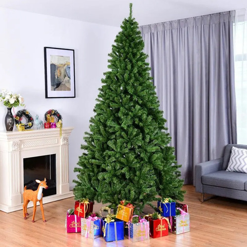 Árbol De Navidad Artificial 2.1m Frondoso Verde 1000 Ramas