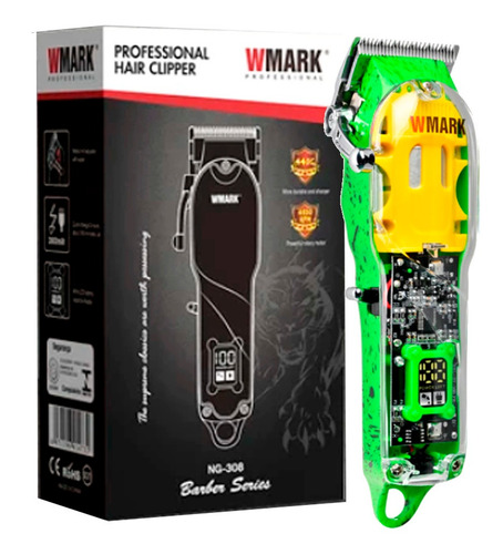 Imagem 2 de 7 de Maquina De Cortar Cabelo Transparente Wmark Ng308 Verde