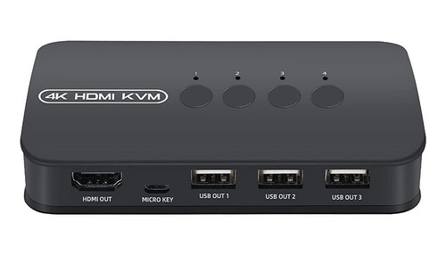 Kvm Switch 4 Puertos, Hdmi Usb 4k@30hz