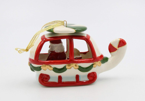 Ornamento De Árbol De Navidad De Helicóptero De Cerámica De