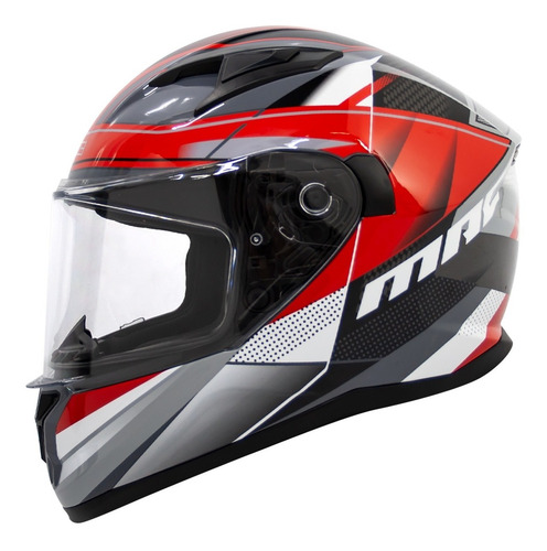 Imagen 5 de 10 de Casco Moto Integral Speed Razor Mac Gris Blanco Rojo Gloss
