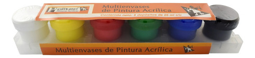 Pintura Acrílica Multi Envase 6 Colores Politec