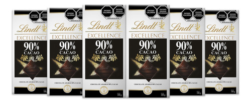 Pack 6 Barras Chocolate Amargo Lindt 90% Cacao 100g