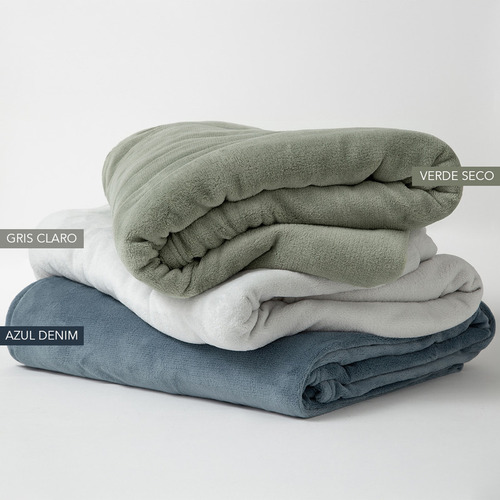 Frazada 2 1/2 Plazas Coral Fleece Cálida Y Súper Suave Mónaco Verde Seco Liso