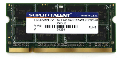Memoria Ram 2gb Ddr2 667mhz Pc2-5300 Sodimm Super Talent