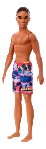 Barbie Ken Beach Doll Con Traje De Baño Con Estampado Tropic