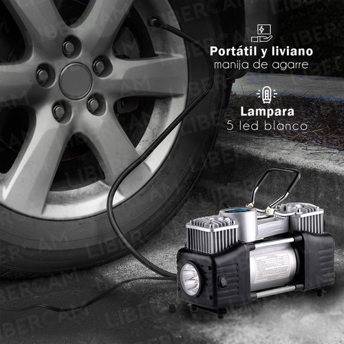 Imagen 7 de 10 de Mini Compresor Aire Auto Moto Inflador Neumatico Portatil