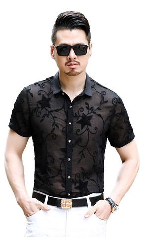 Camisas De Vestir De Manga Corta Transparentes Para Hombre