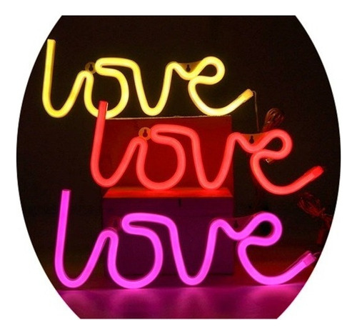 Luminária Parede Placa Neon Love Letreiro Led Decoração Luz Cor Pink