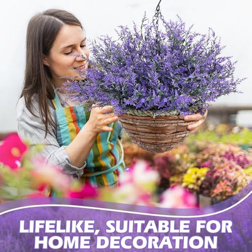2 Sets De Flores Artificiales De Lavanda Con Cesta Colgante