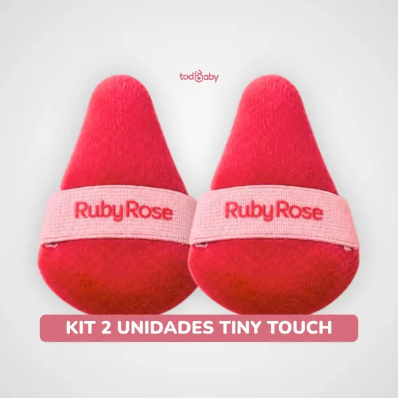 Kit 2 Esponja De Pó Tiny Touch Puffy Anatômico Ruby Rose® Vermelho Média