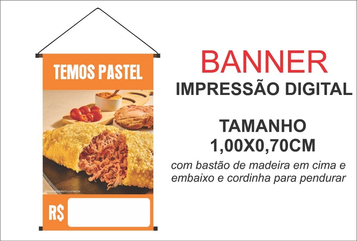 Banner Temos Pastel Frito 1,00x0,70 | Mercado Livre