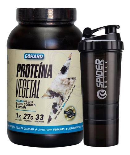 Proteína Vegetal Gohard 33 Servicios Sabores + Shaker 500ml