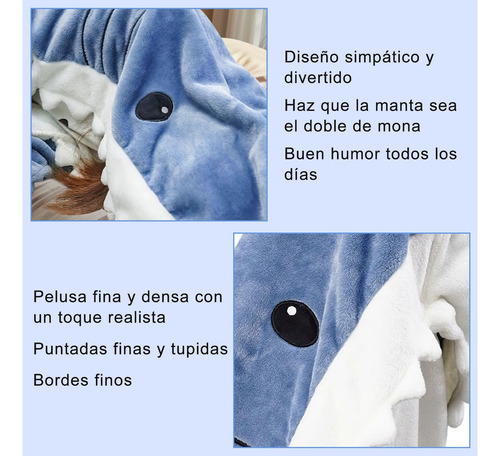 Manta Tiburón Con Capucha Saco Dormir Cálido Y Portátil