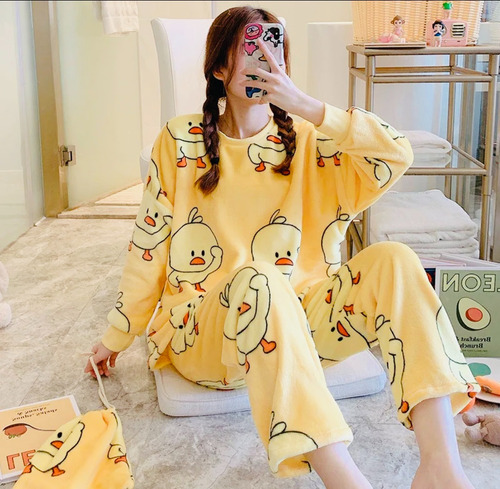 Pijama Caliente Pantalón Y Sudadera Suave Conjunto 2 Pz