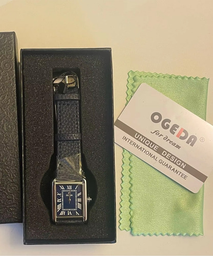 Reloj De Cuarzo Rectangular Clásico Ogeda Con Correa De Piel