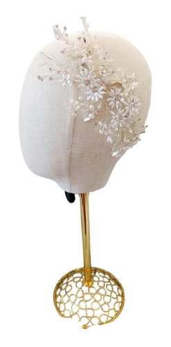 Tiara Corona Tocado Diadema Lateral Novia Xv Boda Flores M95