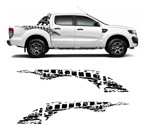 Kit Completo Faixa Lateral Ford Ranger Sportrac 2018 Preto