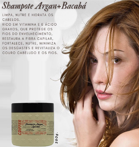 Shampote Argan Coiffer 350g Limpa Nutre E Hidrata Os Cabelos