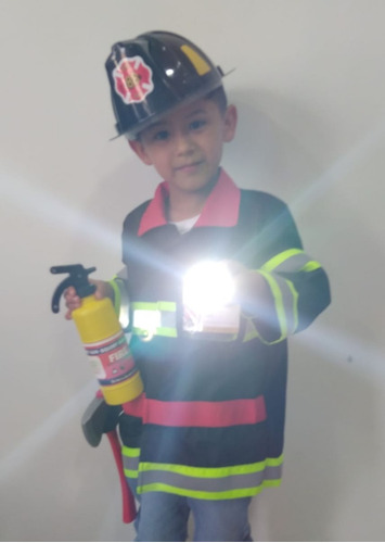 Jueguete Set Niños Bomberos Juego Disfraz Rol Chaqueta Negra