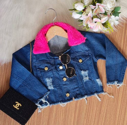 Imagem 4 de 8 de Jaqueta Jeans Infantil Menina Moda Inverno Blogueirinha