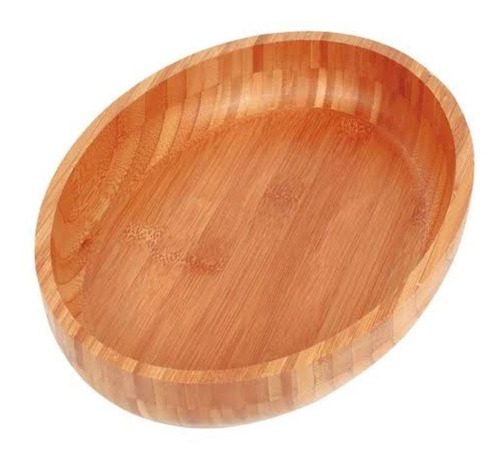 Imagem 2 de 3 de Gamela Travessa Oval De Bambu Churrasco Resistente 33x23x5cm