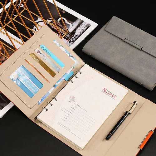 A5 Orange - 2024 Premium Leather Surface Tri-fold Notebook
