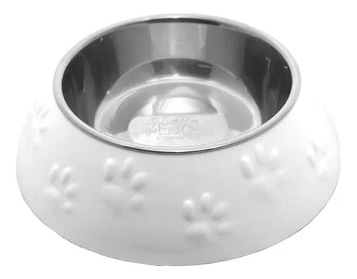 Plato Huellitas Blanco Para Perro S Mascan