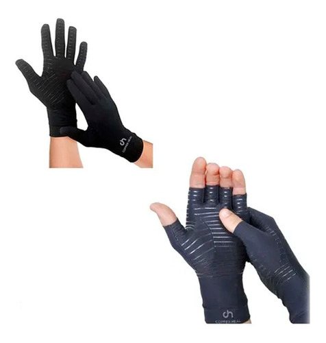 Kit Guantes Compresión Para Artritis Cobre Copper Heal 2 Par