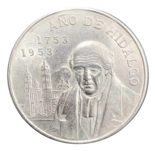 Moneda 5 Pesos Plata Año De Hidalgo 1753 - 1953 Brillo Origi