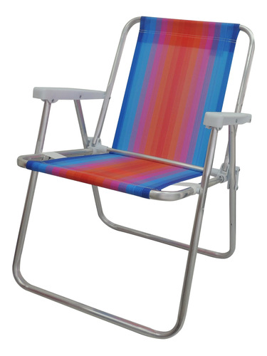 Silla Playa Mor Alta Aluminio Plegable Rayas Varios Colores